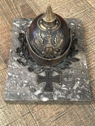 Rare German Pickelhaube Pin Helmet In Bronze