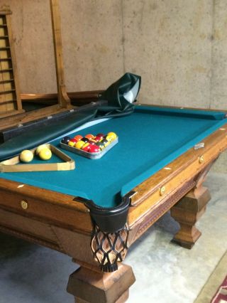 Sporting Antique - - Universal Slate Oak Pool Table 1890 Brunswick 4 1/2 X 9 5