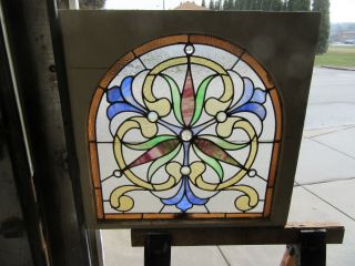 Antique Stained Glass Window 28 X 27 Architectural Salvage