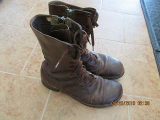 Combat Boots Brown 1948 - 1963 With Side Zipper Size Rare 11 - 1/2d