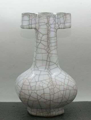 Stunning Antique Chinese Guan Yao 官窑 Crackle Glaze Tubular Porcelain Vase