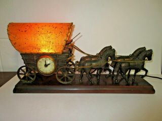 Vintage United Covered Wagon Clock - Light - Motion Arm - Model 550