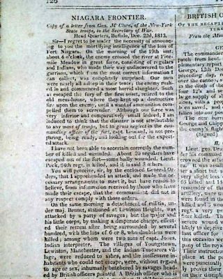 Rare Forts George Niagara River Recapture By British War Of 1812 1814 Newspaper