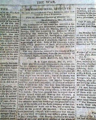 Rare FORTS GEORGE Niagara River Recapture by British War of 1812 1814 Newspaper 2