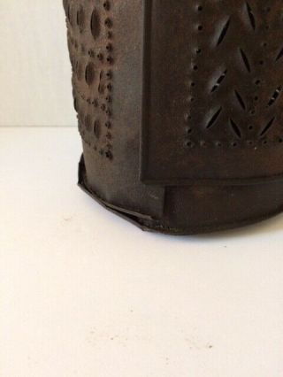 Early American Paul Revere Punched Tin Candle Lantern 13 