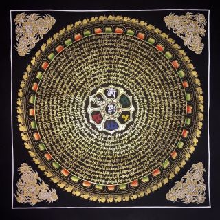 Rare Masterpiece Handpainted Tibetan Mantra Mandala Thangka Painting Chinese