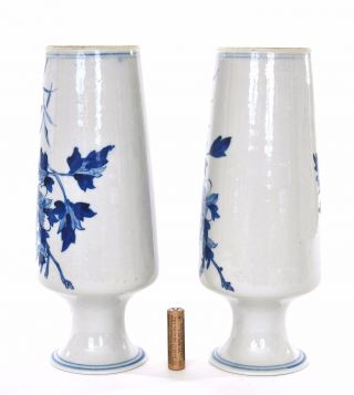 2 Late 19th Century Chinese Blue & White Porcelain Vase Flower & Bird Marked 4
