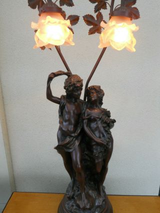 Vintage Bronze Sculpture Lamp