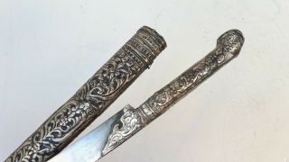 Antique Ottoman Silver Turks Yataghan Bichaq Dagger Khanjar Yatagan Dirk Knife