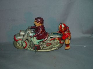 Japan Tin Toy Windup Kanto Monkey And Rider Motorcycle