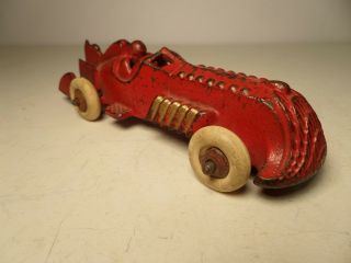 Vintage Cast Iron Red Hubley Boat Tail Race Car 5 - 1/2 " L.  Racer Arcade