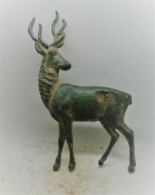 Ancient Celtic Bronze Deer Statuette Very Rare 100bc - 100ad