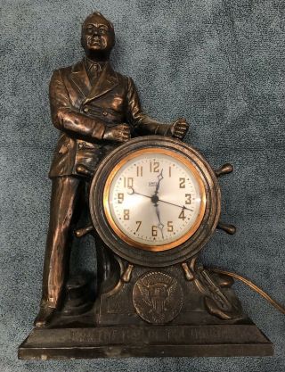 Franklin D.  Roosevelt Presidential Seal Man Of The Hour United Clock Great Cond