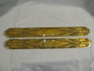 Old Art Deco Heavy Brass Door Push Plates