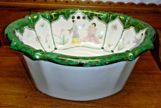 Sherle Wagner Italy Pottery / Porcelain Sink w/ Oriental Scene 2