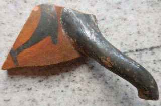 FINE ANCIENT GREEK PAINTED POTTERY FRAGMENT WITH PORPOISE 500BC FOUND FRANCE 7