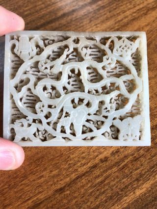 Nicely Carved Antique Chinese Jade Openwork Carved Plaque Panel 7