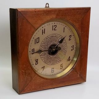 Bulle Elctromagnetic Wood Cabinet 17 " Square Wall Clock,  1930 