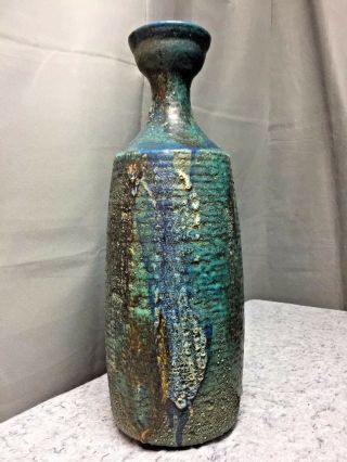 For Fiona Only Mid Cent Blue Green Xxl Ceramic Lamp Base Vg 21x7.  5 Inches