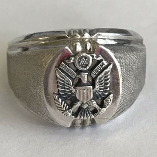 Vintage Sterling Silver Us Army Navy ? Ring Dee Bee United States Size 9 - 10 Gr
