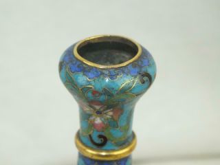 FINE EARLY 19TH C CLOISONNE GILT GARLIC NECK SMALL VASE ON STAND 8