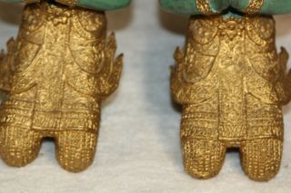 Antique Bronze Gilt Gold Thai Guardian Angel Theppanom Praying Buddha Statue 14 