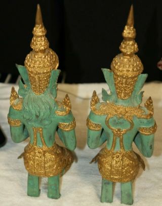 Antique Bronze Gilt Gold Thai Guardian Angel Theppanom Praying Buddha Statue 14 