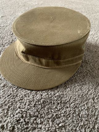 Rare Vintage US Military Falcon Jump Up OD Green Cap Size 7 War 1950 ' s 3