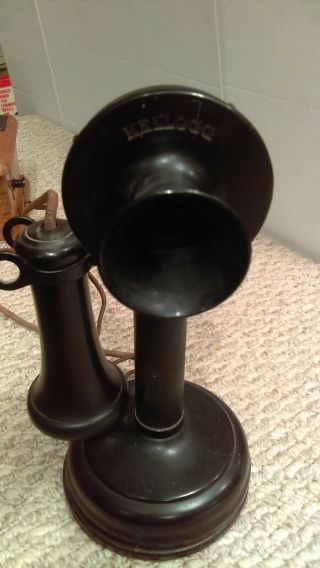 Antique 1907 Kellogg Candlestick Phone With Wood Crank Bell Box 3