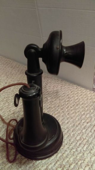 Antique 1907 Kellogg Candlestick Phone With Wood Crank Bell Box 5
