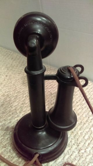 Antique 1907 Kellogg Candlestick Phone With Wood Crank Bell Box 6