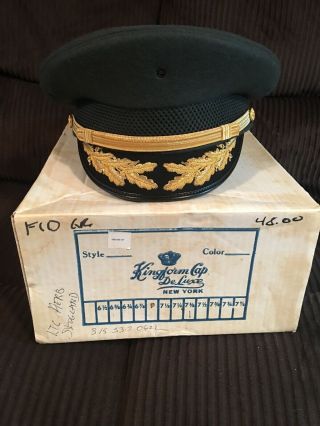 Vintage Us Army Military Field Grade Service Dress Green Felt Cap Hat 7 3/8 Euc