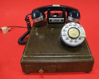 Rare 1967 Leather Mutual Telephone Of America Executive Desk Rotary Phone Nr Yqz