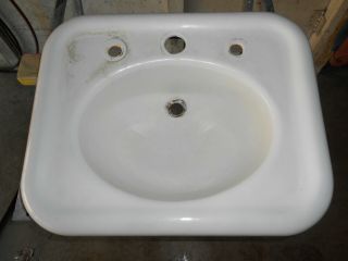 Vintage 1923 Kohler Porcelain Cast Iron Bathroom Pedestal Sink With Faucets. 8