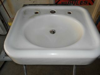 Vintage 1923 Kohler Porcelain Cast Iron Bathroom Pedestal Sink With Faucets. 9