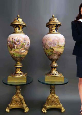 Bohemian A Monumental Antique Napoleon Sevres Vases,  19th Century
