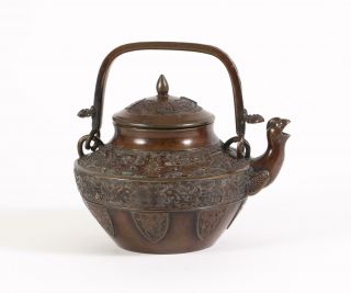 A Chinese Bronze Archaic Style Ewer And Cover - Xuande Mark