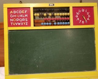 Vtg Brio Swedish Mid Century Doubled Sided Chalkboard Pegboard 1940s Schoolhouse