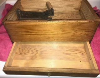 RARE Antique Dovetailed Primitive Wood Sugar Cutter Chest Box 1800s from Onslow 6