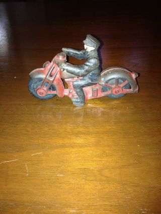 Vintage Hubley Cast Iron Motorcycle With Removable Police Rider 1930 