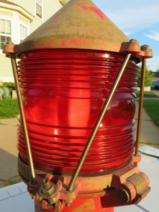 Vintage 1920s UNITED STATES COAST GUARD BUOY Lantern Red Ribbed Globe USCG Boat 7