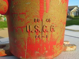 Vintage 1920s UNITED STATES COAST GUARD BUOY Lantern Red Ribbed Globe USCG Boat 8