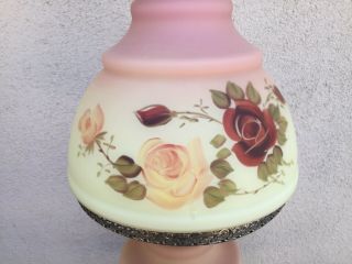 Antique Fenton Floral Burmese Art Glass Victorian Gone with the Wind Table Lamp 11