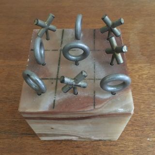Curtis Jere Onyx And Metal Mid Century Modern Tic Tac Toe Art Sculpture 6