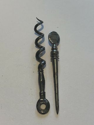 Antique Georgian Cut Steel Travelling Peg & Worm Corkscrew Screw C1810 Pocket 2