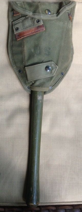 Ww2 1945 Ames U.  S.  Army Folding Trench Shovel With Canvas Cover