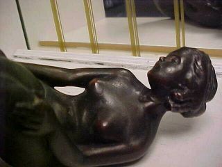 Rare Art Deco 1920 ' s Nude Lady Pompeian Bronze Statue w Ashtray - Frankart Era 5