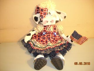 Primitive Raggedy Doll Americana Patriotic Cow from 