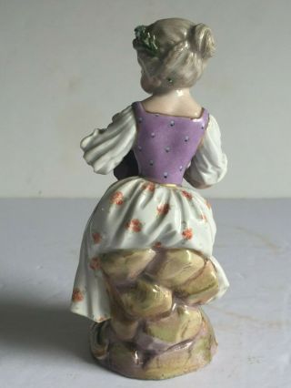 18thC Antique Meissen Porcelain Figure GIRL SEATED WITH VIOLIN Painted Marks 3