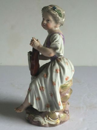 18thC Antique Meissen Porcelain Figure GIRL SEATED WITH VIOLIN Painted Marks 4